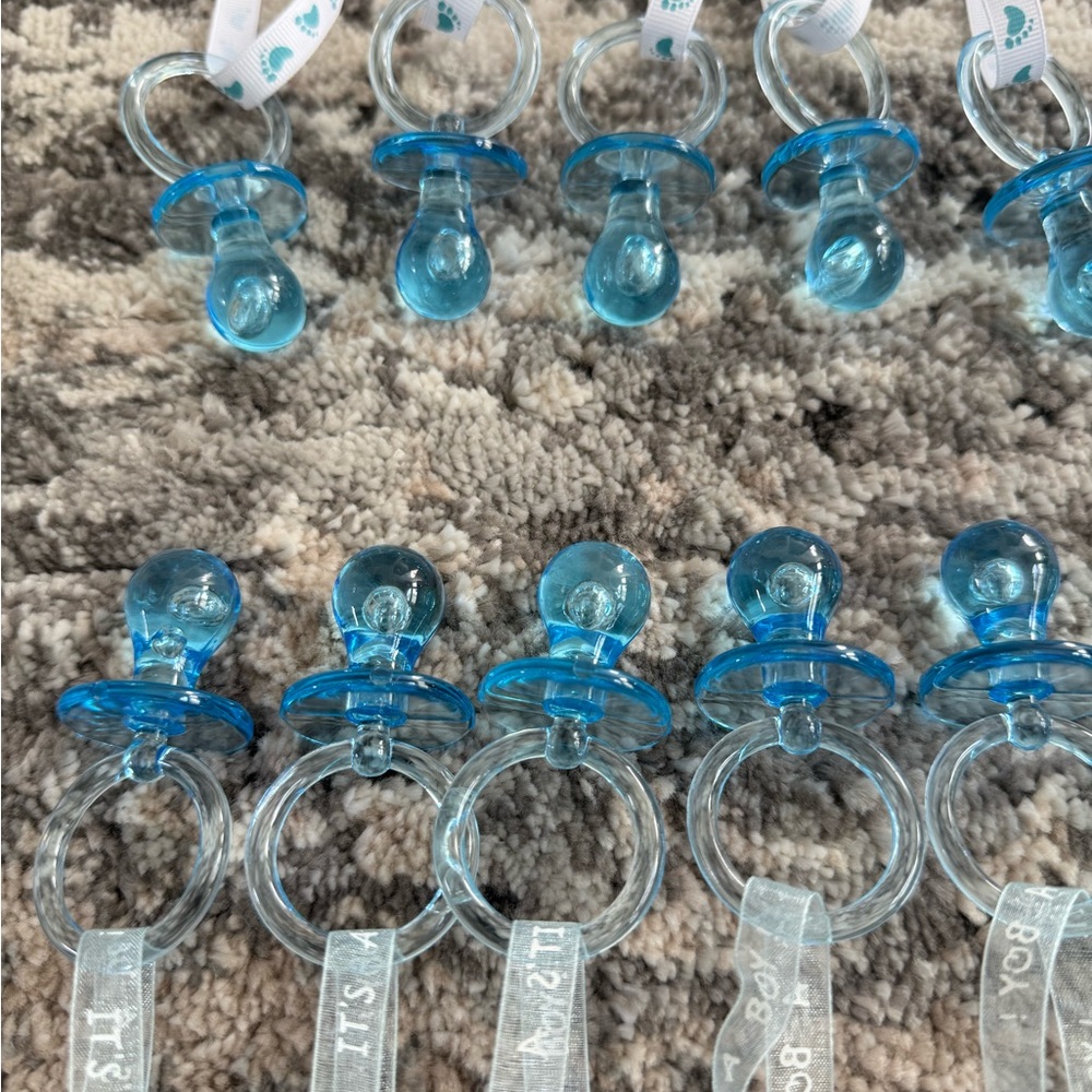 Baby Shower Items Bundle Blue And White Pacifier Clips View 2